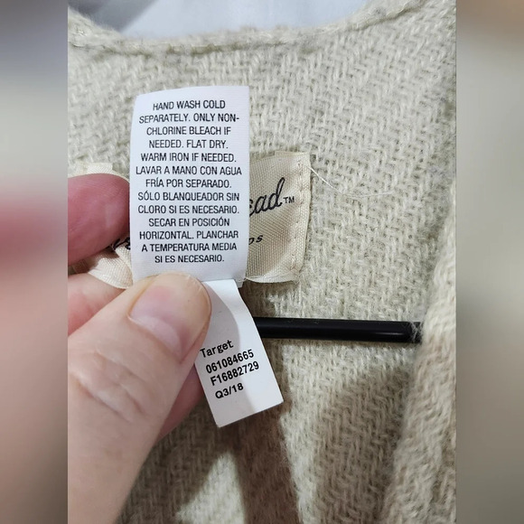 Beige Gold Womens Knit Poncho OSFM Wrap Fringe Boho Western‎ Festival Scandi - Picture 5 of 8